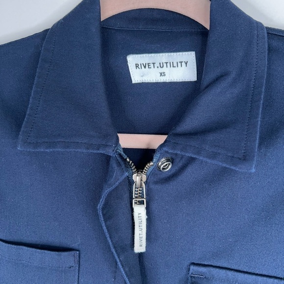 Rivet Utility Navy Jumpsuit The Worker Short Sleeve Classic Chic Neutral Size XS - Picture 7 of 14